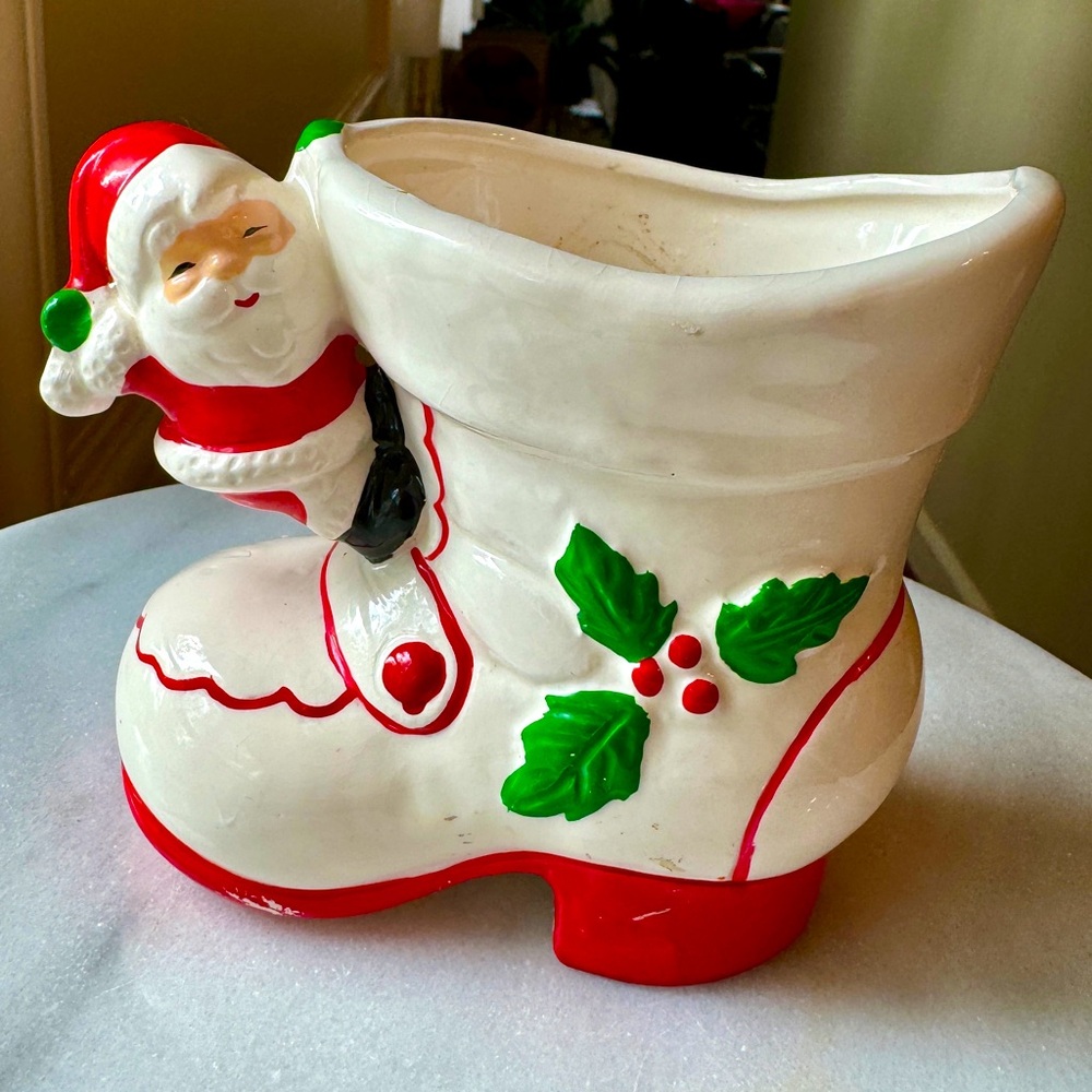 Vintage Inarco Christmas Santa on Boot Planter Japan